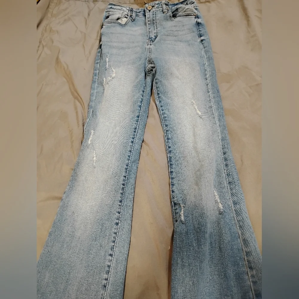 KanCan Distressed Light Blue Flare Jeans - Picture 4 of 13